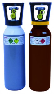 A-Gas (UK) Limited, Oxygen (left) and Acetylene cylinders (right)