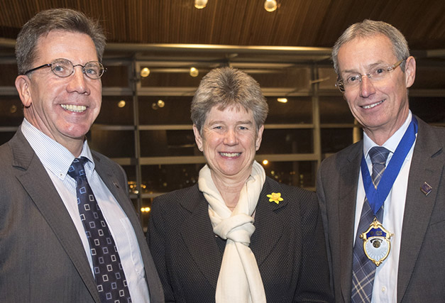 B&ES Wales chairman Mike McDonald (left) with Jane Hutt AM and B&ES president Bruce Bisset at the recent launch