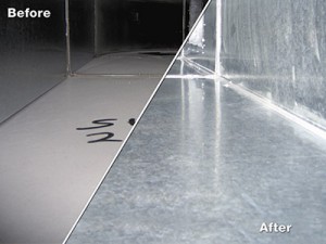 Ductwork before and after cleaning